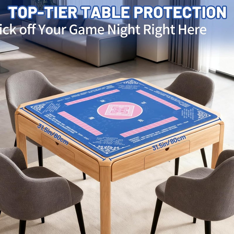 Linoows Mahjong Mat | Non-Slip Gaming Mat with Noise Reduction 31.5x31.5 Inch Large for Mahjong, Poker, Board & Card Games, Dominoes | Eastern Elegance Design - Image 2